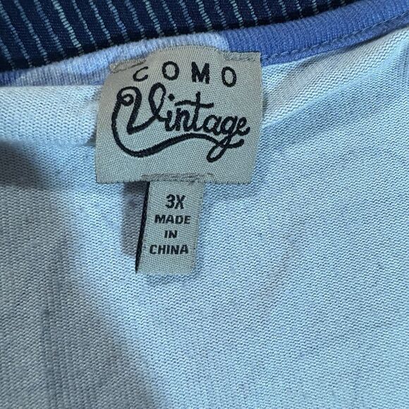 Como Vintage Camouflage Top Womens 3X Blue Green Camo Print Long Sleeve Casual - Picture 3 of 7